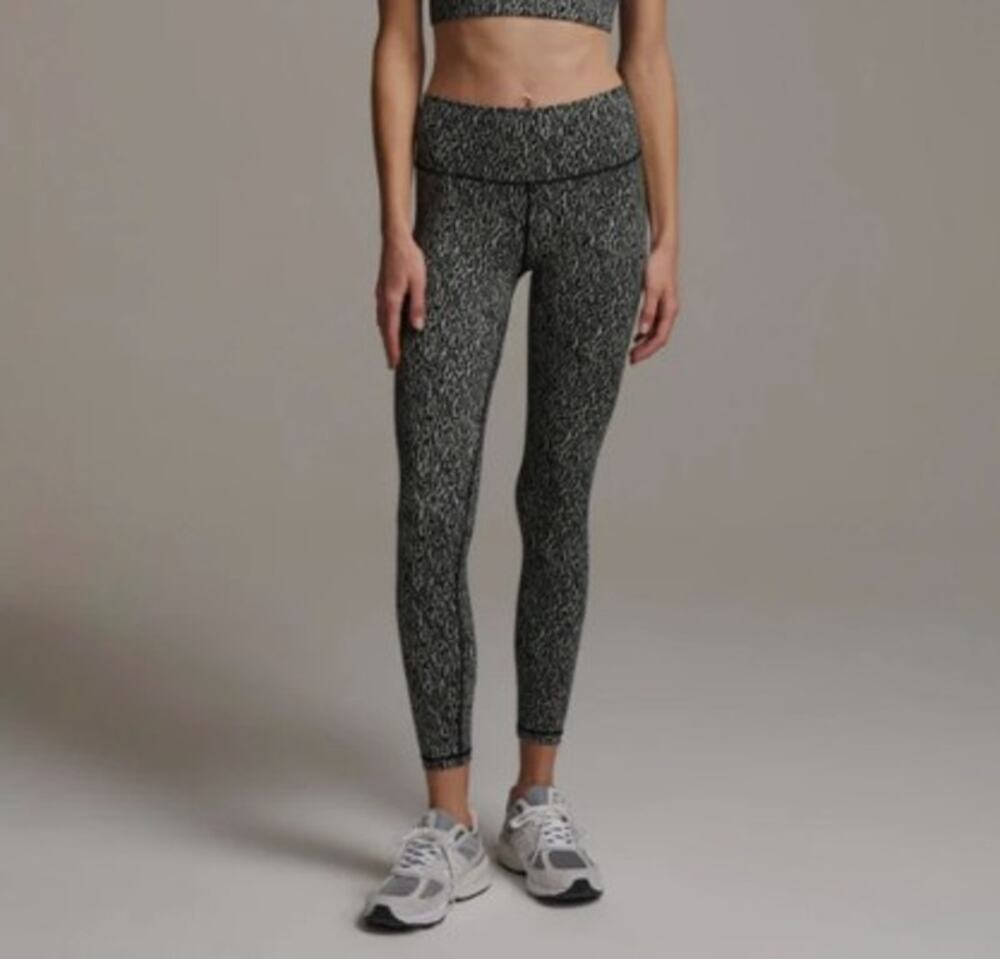 Varley Century 7/8 Leggings Small Grey Black Cheetah Animal Print Lolux Yoga S